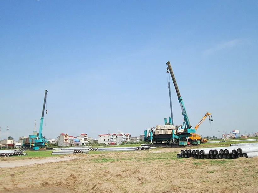 Cọc bê tông tại công trường